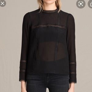 ALL SAINTS Silk Black Shirt